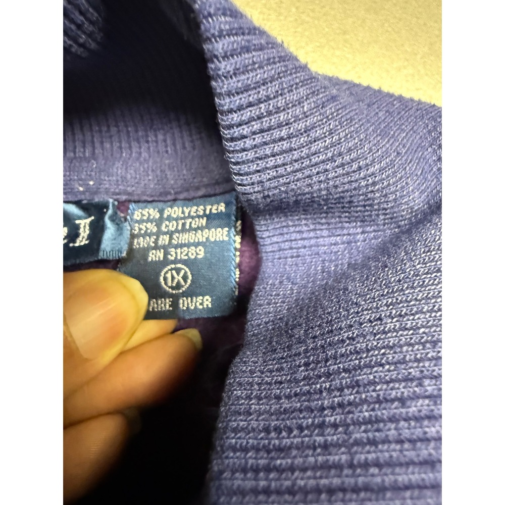 Allison Smith II Vintage Colorblock Floral Embroidered Quarter Zip Sweatshirt 1X - Picture 8 of 8
